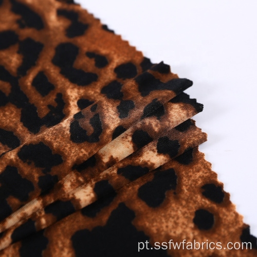 Tecido de malha com estampa na moda Spandex Leopard Print